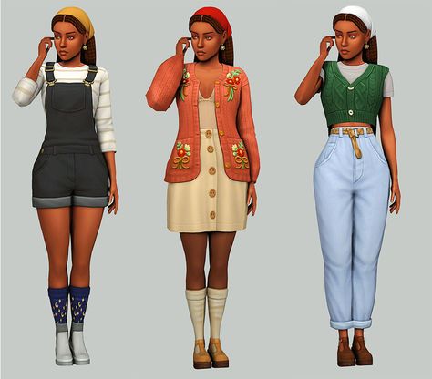 Overalls And Boots, Cottage Core Clothes, Core Clothes, Sims 4 Cottage, Cottage Core Fashion, Core Fashion, Call My Friend, Sims 4 Clothing, Sims Mods