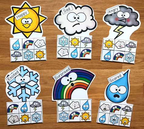 Identifying Emotions, Weather Lessons, Emotions Preschool, Emotions Posters, Rainbow Activities, Weather Theme, Weather Unit, English Activities For Kids, Early Learning Activities