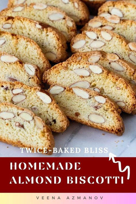 Learn how to make homemade almond biscotti that are perfectly crispy and full of flavor. These twice-baked Italian cookies are easy to make and ideal for dipping in coffee or enjoying as a snack. Follow this step-by-step recipe for delicious, crunchy biscotti that stay fresh for weeks! Almond Anise Biscotti Recipe Italian, Italian Almond Biscotti, Best Biscotti Recipe Italian, Crispy Almond Cookies, Basic Biscotti Recipe, Italian Breakfast Cookies, How To Make Biscotti, Vanilla Almond Biscotti Recipe, Almond Anise Biscotti Recipe