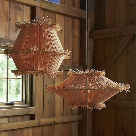 Paola Navone for Crate and Barrel, Tiger Raffia Pendant Hanging Lightbulb, Raffia Lamp, Kids Ceiling Lights, Wabi Sabi Decor, Aluminum Foil Art, Paola Navone, Diy Chandelier, Deco Boheme, Wood Lamps