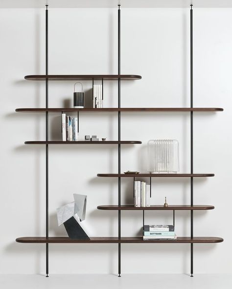 Minimalist Shelves Decor, Steel Shelving Unit, Minimalist Shelves, Shelves Design, Modern Wall Shelf, Bookcase Design, Steel Shelving, Shelving Design, Regal Design