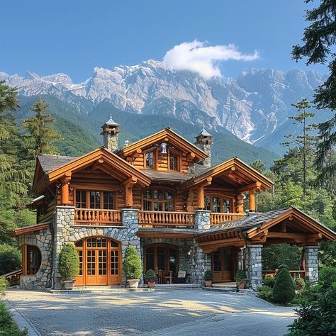 Mountain Dream Homes, Room Interior Design Ideas, Log Home Designs, Cabin Aesthetic, Chalet Design, Pallet House, Classic House Exterior, Cabin Exterior, Dream Life House