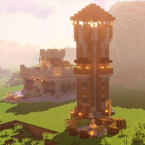 Minecraft Ideas Furniture, Tower House Minecraft, Tower Minecraft Ideas, Minecraft Tower House, Furniture Minecraft, Tower Minecraft, Minecraft Tower, Minecraft Kingdom, Minecraft Decoration