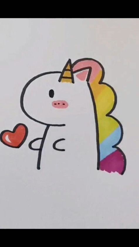 Simple Doodles Drawings Cute, How To Draw A Unicorn, Cartoon Sketches Doodles, Very Simple Drawings, Easy Drawings For Beginners Simple, Cute And Simple Drawings, Cute Little Drawings Easy, Easy Doodles Art, Hand Art Kids