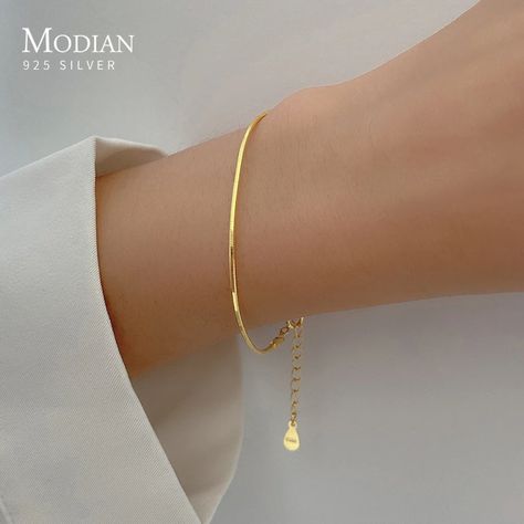 Personalized Gold Bracelet, Golden Snake, Gold Bracelet Simple, Cheap Bracelets, Modern Gold Jewelry, Rock Jewelry, Snake Chain Bracelets, Stylish Bracelet, Bracelet Fashion