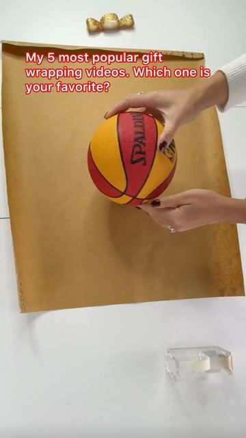 Wrapping A Ball With Paper, Wrap A Ball With Paper, How To Wrap A Ball Present, How To Pack Round Gift, Wrapping A Ball Gift, How To Gift Wrap A Ball, How To Wrap A Basketball, How To Wrap A Circle Gift, How To Wrap A Ball Gift