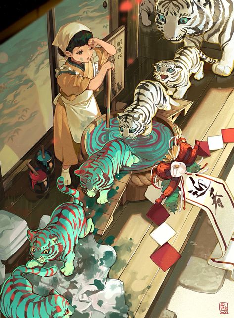 White Tigers, Bel Art, Art Mignon, Arte Inspo, Arte Sketchbook, Art Et Illustration, 영감을 주는 캐릭터, Art Anime, Art Reference Photos