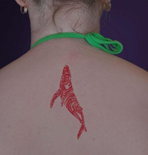 I love whales and this is red art, popular now (2023). Curious as to how it might look in one year, five and ten years. Red Ink Tattoo Ideas, Ink Tattoo Ideas, Red Tattoo Ideas, Red Ink Tattoo, Whale Tattoo, Red Tattoo, Whale Tattoos, Inspiration Tattoo, Tattoos Geometric