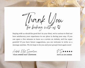 Airbnb Host Thank You Card Template Editable Canva Airbnb - Etsy Canada Airbnb Design, Chill Room, Airbnb Rentals, Welcome Card, Website Ideas, Air Bnb, House Color, Airbnb Host, Thank You Card Template