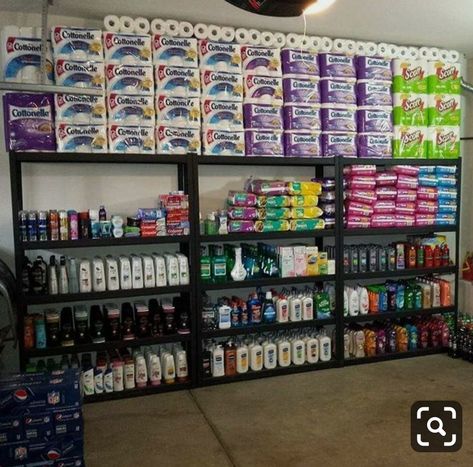 Coupon Stockpile Organization, Stock Pile Organization, Extreme Couponing Stockpile, Food Storage Rooms, Diy Pantry Organization, Basement Organization, Coupon Stockpile, Storage Room Organization, House Organisation