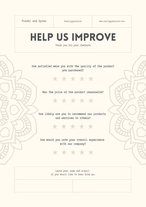 Customer Satisfaction Survey Template, Survey Template, A4 Document, Salon Interior Design, Document Templates, Canva Template, Customer Satisfaction