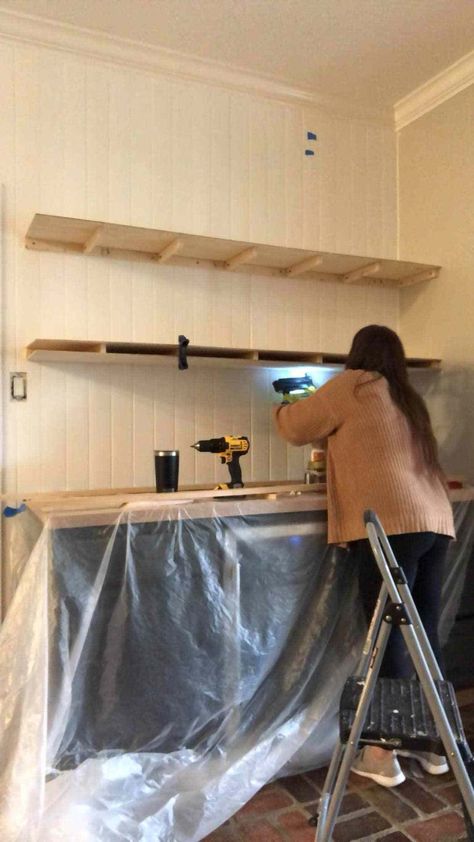 4 Step DIY Floating Shelves - House On Longwood Lane Diy Sturdy Floating Shelves, Heavy Duty Floating Shelves Diy, Floating Shelves Kitchen Diy, Floating Shelves Diy Easy, Diy Dry Bar, Floating Shelf Plans, Floating Shelves With Lights, Heavy Duty Floating Shelves, How To Make Floating Shelves