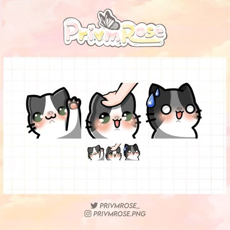 Cat emotes available for free on ko-fi (hi emote, pat emote, nervous emote) Streamer Tips, Twitch Emote Ideas, Cute Twitch Emotes, Cat Emotes, Free Emoji, Emote Ideas, Twitch Streaming Setup, Emotes Discord, Twitch Badges