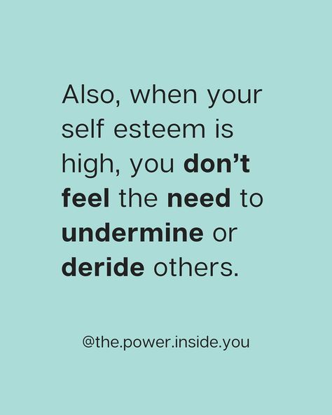 People with high self-esteem don’t turn towards others for validation. Also, people with high self-esteem don’t feel the need to undermine or deride others #selfesteembuilding #selfimage #selfconcept #selfworth #highselfesteem Low Self Esteem Quotes, High Self Esteem, Esteem Quotes, Self Concept, Self Image, Self Esteem Quotes, Low Self Esteem, Human Mind, Just Do It