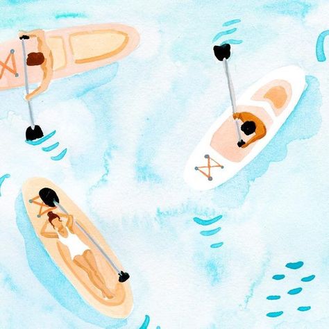 Sabina Fenn on Instagram: "My illo for yesterdays prompt Paddle board! We’ve been doing lots of paddling ourselves lately 🌞  #watercolor #paddleboard #watercolour #paddleboarding #painting #aquarelle #standuppaddle #paddle #suplife #sup #watercolorpainting #акварель #sketchbook #sketch #paintings #paint #waterblog #stand_up_paddle #수채화 #standuppaddleboard #dibujo #watercolorart #standuppaddleboarding #pencil #supsurf #paddlelife #artistic #draw #instaart #30DayswithSabina" Paddle Boarding Watercolor, Paddle Board Painting Ideas, Paddle Boarding Drawing, Paddle Board Illustration, Paddle Boarding Illustration, Paddle Board Painting, Paddleboard Painting, Paddle Board Drawing, Surf Board Drawing