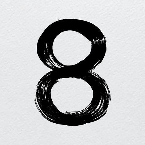 Number 8 brush stroke trash style typography vector | free image by rawpixel.com / Mind Tattoo 8 Number, 8 Number Design Fonts, 8 Number Logo, Number 8 Aesthetic, 8 Tattoo Number, Number 8 Logo, Alphabet Painting, Hand Lettering Typography, Tattoo 2023