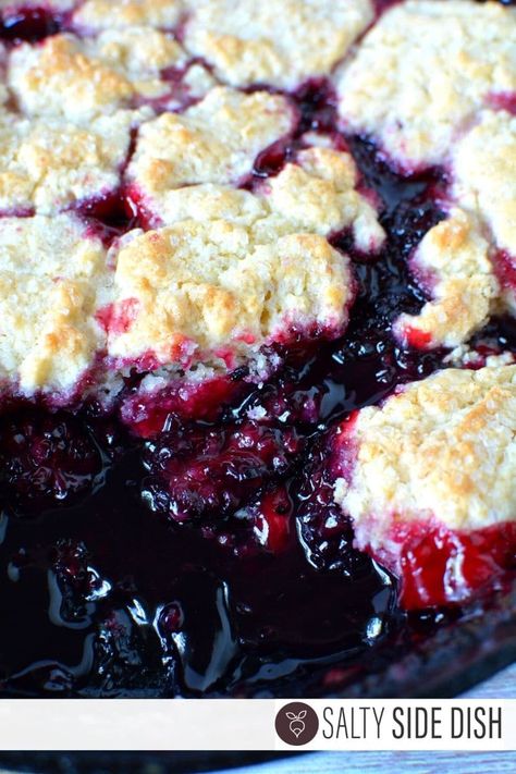 Blackberry cobbler with fresh blackberries and a homemade biscuits topped with course sugar, is a delicious dessert that takes the place of pie in a pinch. Cobbler is super holiday friendly and often served as a fall dessert. You won’t believe how easy it is to make the best blackberry cobbler ever so let’s getContinue Reading Southern Blackberry Cobbler, Easy Blackberry Cobbler, Raspberry Cobbler, Salty Side Dish, Strawberry Angel Food Cake, Berry Cobbler Recipes, Peach Cobbler Dump Cake, Blackberry Cobbler Recipe, Cobbler Recipes Easy