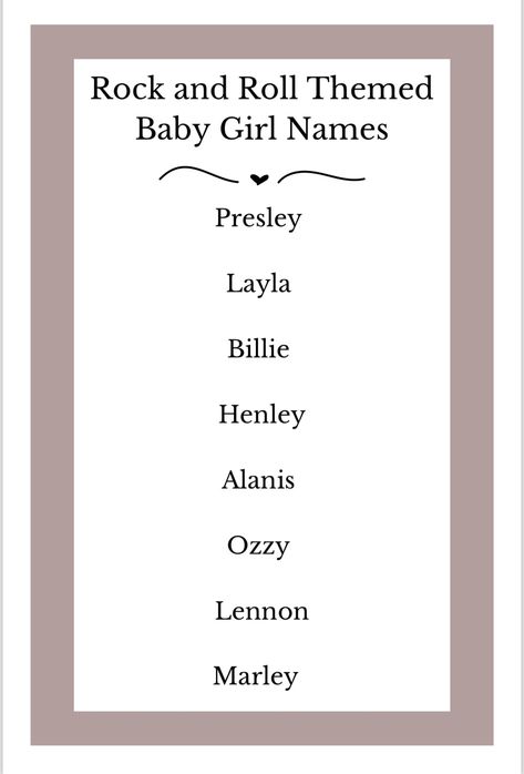 These are the PERFECT baby girl names for those who are looking for a rock and roll twist! Female Nicknames, Vintage Baby Girl Names, Sims Names, Calm Wallpaper, Writing Corner, Rock And Roll Girl, Sweet Baby Names, Popular Baby Names, Best Character Names