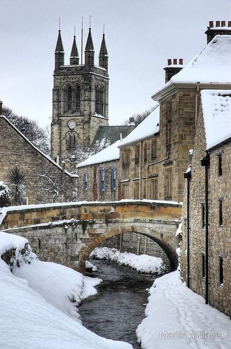 Snowy Helmsley, Yorkshire, England - Snow / Winter English Village, Winter Scenery, England And Scotland, A Bridge, England Uk, English Countryside, Yorkshire England, Old Buildings, British Isles