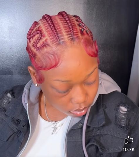 Red Cornrows, Red Hairstyles, Protective Braids, Braided Hairstyles For Black Women Cornrows, New Hair Do, Cute Braided Hairstyles, Stitch Braids, Small Braids, Protective Hairstyles Braids