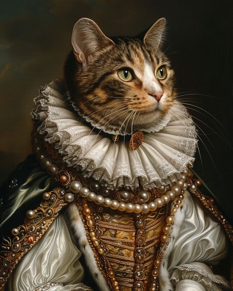 #Cat #FrenchRoyal #Portrait #ForwardFacing #Detailed Cat Armor, Royal Pet Portrait, Historic Art, Royal King, Pet Portrait Painting, Cat Dresses, Cat Portraits, Cat Painting, Custom Pet Portraits