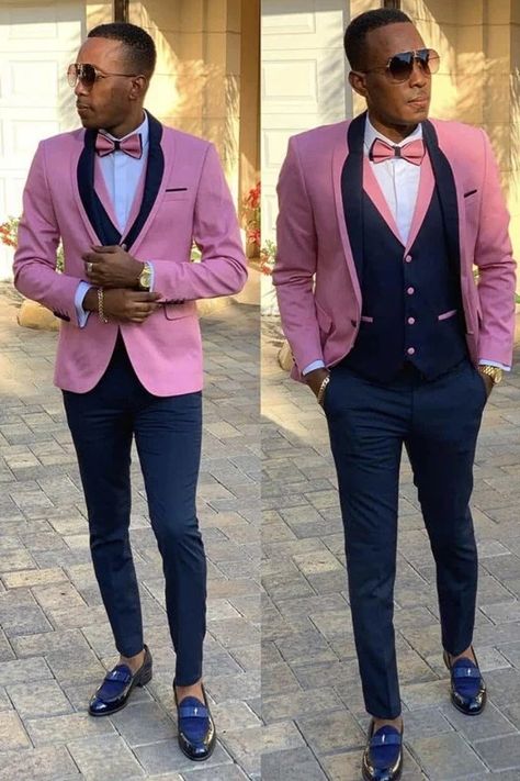 Willie Pink Shawl Lapel Three Pieces Easy Fit Men Suits Suit For Prom, Pink Shawl, Pieces Men, Prom Suits, Pink Suit, Pink Men, Men's Suit, Chic Pink, Fit Men