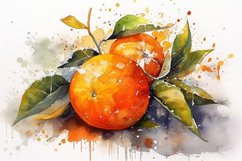 Oranges Watercolor Paintings, Painting Of Oranges, Orange Bowl, Christmas Spices, Watercolor Christmas Cards, Orange Leaf, Water Colors, Watercolor Christmas, Water Colour