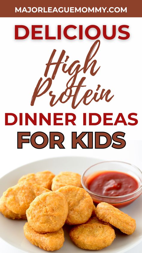 Looking for kid-approved, high protein dinner ideas that will have your picky eaters excited? 😋 We've got the tastiest, most nutritious dinner inspo that's perfect for busy families on the go! Your kids will be begging for seconds.🤤 Follow Major League Mommy for more ideas like this! 💖 Easy Protein Meals For Picky Eaters, High Protein Kids Meals, High Protein Meals For Kids, Protein For Kids, Protein Dinner Ideas, High Protein Dinner Ideas, High Protein Dinners, Protein Dinners, Easy Protein Meals