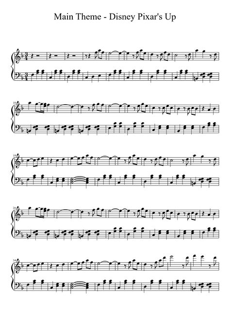 Disney Pixar: Up Theme Piano | MuseScore Up Music Piano, Up Song Piano, Up Theme Piano, Up Sheet Music Piano, Disney Piano, Up Sheet Music, Disney Sheet Music, Piano Songs Sheet Music, Trumpet Sheet Music