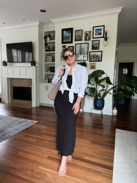 How To Style A Maxi Dress 5 Ways (All Affordable and Petite Friendly!) Dress Multiple Ways, Style A Maxi Dress, Black Maxi Dress Outfit, Form Fitting Maxi Dress, White Linen Maxi Dress, Loose Black Dress, How To Style A Maxi Dress, Slip Dress Outfit, Tank Dresses Outfit