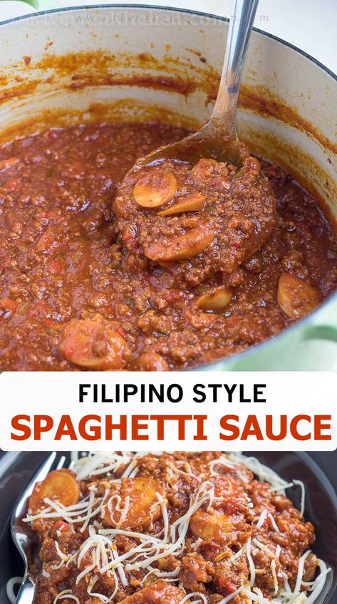 Filipino Spaghetti Sauce, Filipino Spaghetti Recipe Easy, Philipino Spagetti, Jollibee Copycat Recipes, Filipino Spaghetti Recipe Jollibee, Spaghetti And Hotdogs, Philippine Spaghetti, Sweet Spaghetti Sauce Recipe, Spaghetti Filipino Style