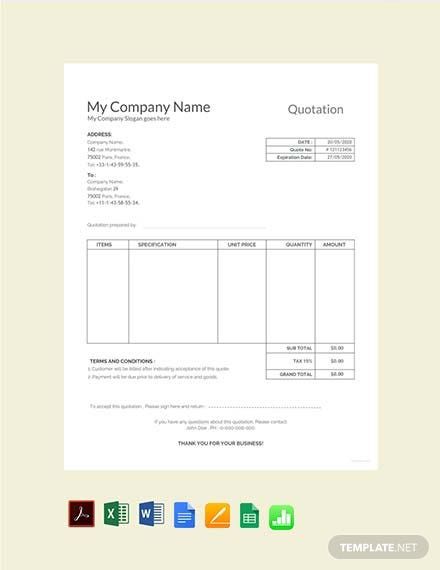 FREE Rate Quotation Sample Template - PDF | Word (DOC) | Excel | Apple (MAC) Pages | Apple Numbers | Template.net Sales Quotation, Microsoft Word Invoice Template, Quotation Sample, Invoice Format In Excel, Quotation Template, Coding Humor, Order Template, Pvc Furniture, Quotation Format