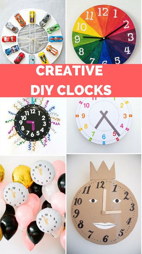 9 Creative DIY Clocks to Teach Kids How to Tell Time. Fun craft to make for counting down to New Years too! Diy Clock Face, Clocks Diy Crafts, Diy Clocks, Paper Clock, Clock Craft, Kids Rooms Diy, Clock For Kids, Diy Clock, Telling Time