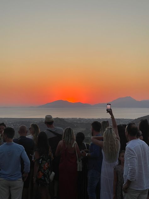 view of the sunset behind the mountains from the highest point in kos Kos Island, Kos Greece, Corfu, Summer Aesthetic, Golden Hour, St John, Old Town, Vision Board, Greece