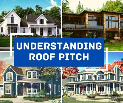 It is essential to understand roof pitch since it is integral to the safety and appeal of the home. Different Roof Pitches, Dual Pitch Roof Design, 8 12 Roof Pitch, Roof Pitch Chart, 6/12 Roof Pitch, Low Pitch Roof House Exterior, Roof Pitches, Dream Kitchen Design, Flat Roof House Designs