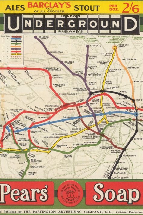 Transport yourself to a bygone era with our 'Vintage Map London Underground Railways 1908' poster. This captivating piece showcases the Old Tube Map adorned with historic London Advertising. An Antique Print Poster that doubles as exquisite Wall Art, infusing Retro charm into your Home Decor. London Underground Posters, London Underground Map Art, London Tube Aesthetic, London Tube Map, Alice By Heart, Steampunk Cards, Historic London, London Underground Map, Tube Map