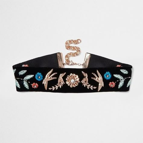 River Island Black sparrow embroidered choker necklace ($15) ❤ liked on Polyvore featuring jewelry, necklaces, chains jewelry, embroidered jewelry, embroidery necklace, embroidered necklace and chain choker necklaces Necklaces Amazon, Choker Ideas, Embroidery Necklace, Necklaces Choker, Horseshoe Pendant, Horseshoe Necklace, Star Necklace Gold, Star Charm Necklace, Embroidered Necklace