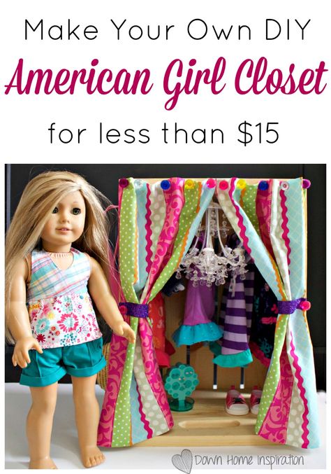 Make Your own DIY American Girl Closet for Less Than $15 - Down Home Inspiration American Girl Furniture, American Girl Dollhouse, American Girl Diy, Girls Dollhouse, Куклы American Girl, American Girl Doll Furniture, American Girl Doll Diy, American Girl Accessories, American Girl Doll Crafts