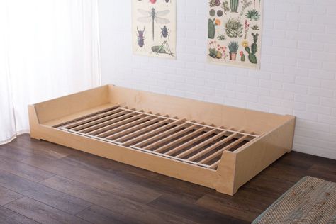 Interior Design Inspo Ground Bed, Physical Boundaries, Twin Frame, Montessori Floor Bed, Toddler Floor Bed, Floor Bed Frame, Montessori Bed, Kids Loft, Big Beds