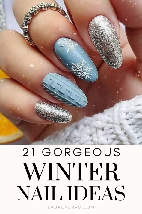 This post has 21 Winter Nail ideas that are sparkly and super trendy! Winter is a time to make a statement, and you can go all-out on your nail designs with these winter-inspired nail ideas. If you’re looking for the best winter nail designs to show your nail artists or try at home then keep reading! Winter nail inspiration. Winter nails. January nails Winter Nails January, Cute January Nails, Nail Inspiration Winter, January Nail Ideas, Winter Nail Inspiration, Nails January, January Nail Designs, January Nail, Sns Nails Colors