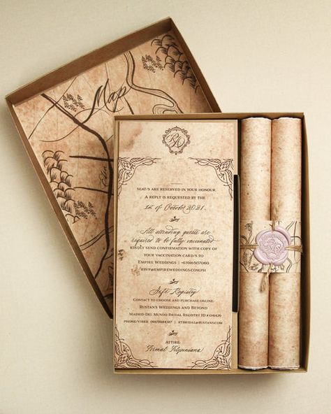 Vintage World Love Letter | Boxed Invitation – Ink Scribbler Scroll Wedding Invitations Vintage, Old Wedding Invitations, Wedding Invitation Vintage, Unique Wedding Invitations Elegant, Vintage Invitation Card, Victorian Wedding Invitations, Royal Invitation, Scroll Wedding Invitations, Fairytale Wedding Invitations