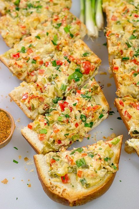 New Orleans Crawfish Bread is a Jazz Fest favorite!  Can't make it to Jazz Fest this year?  Make a batch of this crawfish bread at home instead! Cajun Appetizers, Crawfish Bread, Creole Food, Crawfish Recipes, Louisiana Culture, Cajun Crawfish, Lobster Recipes Tail, New Orleans Style, Cajun Food