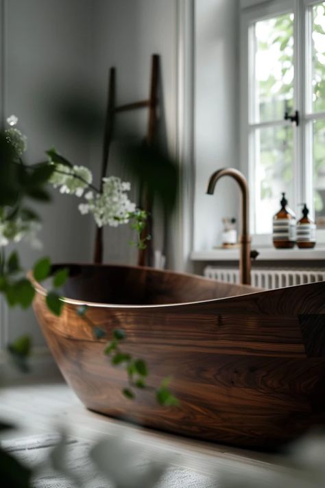 How To Craft A Wooden Bathtub: Unique Bathroom Feature Diy Wooden Bathtub, Bathtub Shelf, Wood Tub, Wood Bathtub, Wooden Bathtub, Diy Bathtub, Outdoor Bathtub, Balcony Bar, Porch Windows