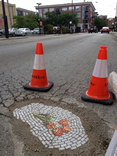 flowers-2 Guerilla Art, Guerrilla Gardening, Floral Mosaic, Chicago Artists, Colossal Art, Custom Mosaic, Mosaic Flowers, Modern Crafts, Art Brut