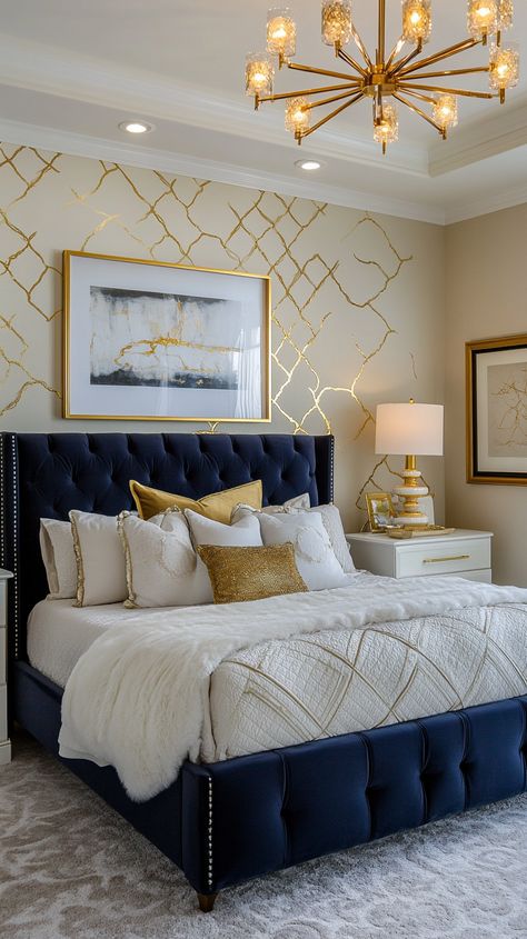 Add opulence to your bedroom with luxurious gold accents. Discover how metallic touches bring elegance and sophistication to any space. #GoldAccents #LuxuryDecor #BedroomStyle #OpulentLiving #MetallicAccents ✨ Feature Walls, Modern Minimalism, Luxury Decor, Bedroom Styles, Interior Inspo, Metallic Accents, Feature Wall, Intricate Patterns, Bedroom Wall