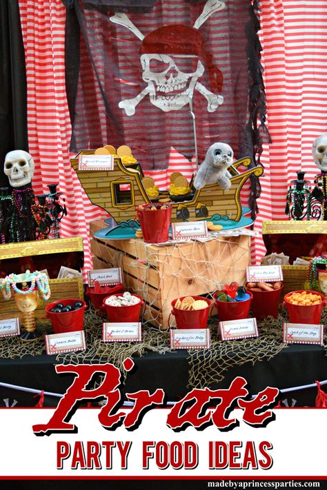 Pirate Party Food Ideas, Pirate Party Snacks, Pirate Themed Food, Pirate Snacks, Mermaids Birthday Party, Pirate Party Food, Pirate Food, Pirate Party Games, Pirate Halloween Party