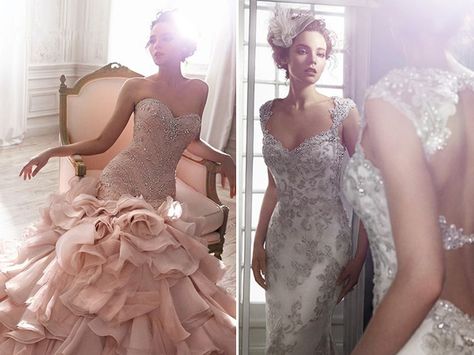 The dress on the right is gorgeous! Vintage Ball Gowns, Wedding Dress Designers, Civil Wedding Dresses, Wedding Dresses Cinderella, Dress Models, Fairytale Stories, Country Wedding Dresses, Stunning Wedding Dresses, Fitted Wedding Dress