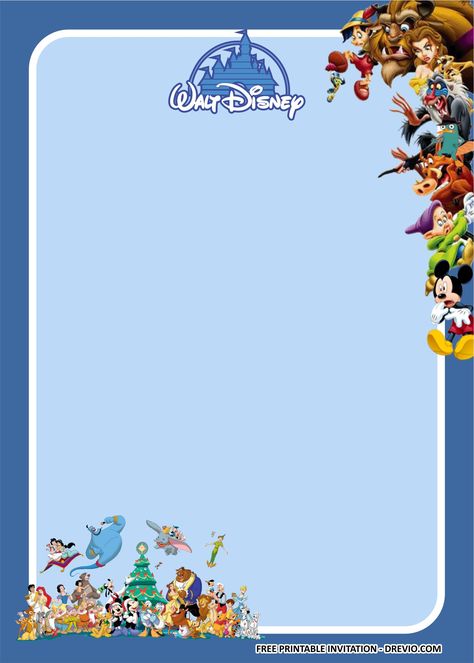 Nice (FREE PRINTABLE) - Disney Themed Birthday Party Kits Template #free #freeinvitation2019 #birthday #disney #invitations #invitationtemplates Disney Theme Invitations, Disney Birthday Party Invitations, Disney Themed Birthday Party, Disney Themed Birthday, Disney Themed Party, Cupcake Toppers Template, Mickey Mouse Baby Shower, Disney Birthday Party, Disney Theme Party