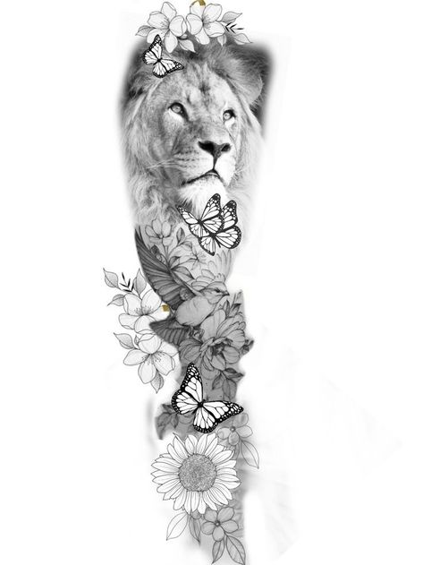 Women Full Sleeve Tattoo Ideas Unique, Leg Tattoos Women Lion, Lion Arm Tattoo Women, Full Leg Tattoos Women, Lion Leg Tattoo, Leo Lion Tattoos, Tattoo Bein Frau, Female Lion Tattoo, Lion Shoulder Tattoo