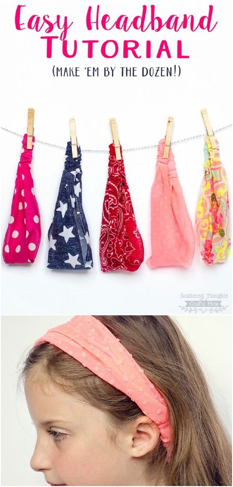 Simple DIY Elastic Headbands Knotted Headband Diy, Diy Elastic, Sewing Headbands, Bandeau Au Crochet, Headband Diy, Summer Headbands, Headband Tutorial, Crafty Mom, Trendy Sewing